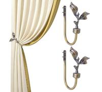 UNICRAFTALE 1 Pair Leaf Shaped Curtain Holdbacks Antique Bronze Curtain Tieback Hook Pull Backs Metal Curtains Side Holders Wall Mounted Curtains Hooks Holders for Drapes Window Home Decoration