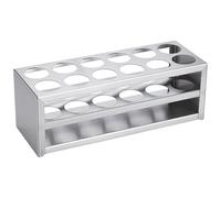 UNICRAFTALE 1 Set 304 Stainless Steel Multi-Use Cylinder Tubes Display Racks Lab Supplies Rectangle Test Tube Rack Round Holes Test Tube Holder Hole 33mm for Classroom Lab 240x85x86mm