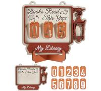 UNICRAFTALE 1 Set Books Read This Year Counter Wooden Book Reading Tracker for Shelf Decor Peru Rectangle Library Decor Counter for Book Lovers Gift 15.5x19cm