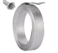 UNICRAFTALE 1" Wide Stainless Steel Braided Sleeving Braid Cable Wire Shielding Sleeve Ground Straps Protection Flat Metal Mesh Flexible Expandable Scalable Ribbon Wire for Protect Cable 13.12 Feet
