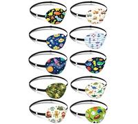 UNICRAFTALE 10 Pcs 10 Style Single Eye Patch Adjustable One-Eyed Patch Polyester Blackout Reusable Amblyopia Pirate Cosplay Daily Training Left Or Right Eye for Men Mixed Color 2.95x2.76 Inch