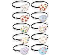 UNICRAFTALE 10 Pcs 10 Style Single Eye Patch Adjustable One-Eyed Patch Polyester Blackout Reusable Amblyopia Pirate Cosplay Daily Training Left Or Right Eye for Women Mixed Color 2.95x2.76 Inch