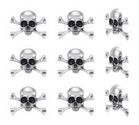 UNICRAFTALE 10 Pcs Gothic Skull Lapel Pin Punk Skeleton Brooch Skull Antique Silver Alloy Skeleton Brooch Set With Needle Lock Backs For Backpack Jacket Shawl DIY Costume Accessories, Metal, no