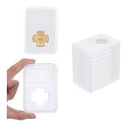 UNICRAFTALE 10 Pcs GPPS Coin Slab Storage Box 85x8x59mm Coin Slabs Display Holder White Rectangle Clear Case Inner Diameter 24mm for Slab Coins Collection Display Organizer Gift Ready