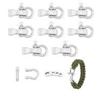 UNICRAFTALE 10 Sets Adjustable Platinum Screw Pin Shackle Survival Bracelet Clasps Metal Bow Anchor Shackle Clasp D Shackle Clip for Survival Bracelet 27mm Long