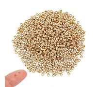 UNICRAFTALE 1000Pcs Round Crimp Beads 18K Gold Plated Rondelle Spacer Beads Tiny Crimps Bead Metal Bead Findings for DIY Bracelet Necklace Jewelry Making Hole 1.2mm
