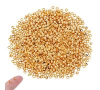 UNICRAFTALE 1000pcs Round Crimp Beads 3mm Golden Spacer Beads Clamp Ends Rondelle Bead Tiny Crimps Metal Round Loose Bead for Bracelet Necklace Jewelry Making