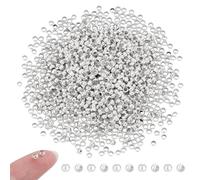 UNICRAFTALE 1000Pcs Round Crimp Beads Silver Rondelle Spacer Beads Tiny Crimps Metal Bead Findings Hole 2mm for Bracelet Necklace Jewelry Making