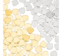 UNICRAFTALE 100Pcs 2 Colors 201 Stainless Steel Heart Charms Stamping Blank Tag Love Heart Pendants Metal Laser Cut Flat Drop Dangle Connectors Charms for DIY Bracelet Jewelry Making