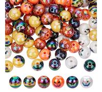 UNICRAFTALE 100Pcs 6 Styles Halloween Bubblegum Beads 12mm Acrylic Round Spacer Beads for DIY Halloween Decoration Black Orange Chunky Bead Gumball Loose Bead for Pens Bracelet Jewelry Making
