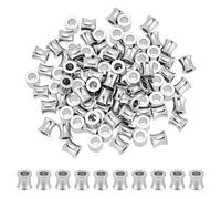 UNICRAFTALE 100Pcs 6mm Stainless Steel Column Beads 3mm Hole Mirror Polish Bulk Euro Tube Beads for Paracord Survival Bracelet Handmade Jewelry Craft