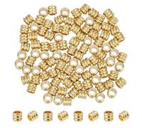 UNICRAFTALE 100pcs Lanyard Beads 201 Stainless Steel Spacer Beads Grooved Beads Round Column Beads European Loose Beads Golden Metal Connector Beads for DIY Bracelet Earring Jewelry Making Hole 3mm
