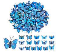 UNICRAFTALE 100Pcs PVC Artificial Butterfly Decorations Reusable Royal Blue Butterflies Decor with Metal Safety Pins for Dining Table Office Home Wall Ornaments