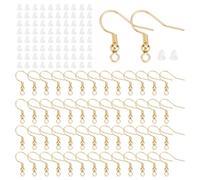 UNICRAFTALE 100Pcs Real 18K Gold Plated Earring Hooks Stainless Steel Ear Wire with Loops Earwire Hooks Fish Hooks Flat Earring Hooks with Coil for DIY Earring Jewelry Making