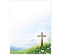 UNICRAFTALE 100Pcs Spring Cross Decorative Printer Paper Stationery Paper Letter Papers for Office Boutique Branding Wedding Baptism Spring Event 27.9x21.6cm