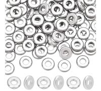 UNICRAFTALE 100Pcs Stainless Steel Spacer Beads 8mm Flat Round Beads 3.5mm Hole Smooth Disc Bead Rondelle Loose Metal Bead for DIY Bracelet Necklace Jewelry Making