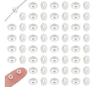 UNICRAFTALE 100Pcs Stopper Beads Metal Slider Beads 6mm Diameter Rubber Bead 925 Sterling Silver Spacer Bead Adjustable Slider Clasps Rondelle Loose for DIY Bracelets Jewelry Making