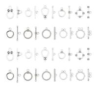 UNICRAFTALE 100Sets 10 Styles Tibetan Style Toggle Clasps Closure Clasps T Bar Clasps Neckalce Clasps Silver Toggle Clasps Metal Jewelry Connectors Clasps for DIY Necklace Bracelet Making