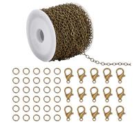 UNICRAFTALE 10M Antique Bronze Curb Cable Chain Link Necklace Metal Chains Soldered Necklace Chain Metal Chains with 40pcs Lobster Clasps 120pcs Jump Rings for DIY Bracelet Jewellery Making