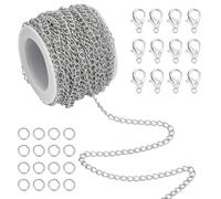 UNICRAFTALE 10m Chains for Summer Gifts Jewelry Making Cable Link Chains with Jump Rings and Lobster Claps Braceelet Necklace Making Chain Metal Cable Rolo Link Chain Roll for DIY Jewelry Supplies