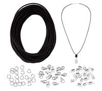 UNICRAFTALE 10m Leather Necklace Bracelet Making Kit Brown Leather Cord 2mm 50pcs Folding Crimp Ends with 50pcs Lobster Claw Clasps with 100pcs Jump Rings for Men Women Jewelry Making Supplies