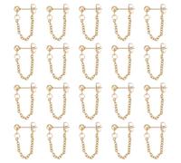 UNICRAFTALE 10Pair 304 Stainless Steel Ball Earring with Chain Golden Balls Post Stud Earrings Metal Ball Studing Ears with Ear Nut for Women Gifts DIY Jewellery Making