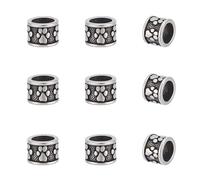 UNICRAFTALE 10Pcs 304 Stainless Steel European Beads Antique Silver Tibetan Style Metal Bead Column Spacer Beads Large Hole Beads 8mm for Hair Beard Bracelets Jewelry Making