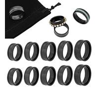 UNICRAFTALE 10Pcs 5 Sizes Black Stainless Steel Grooved Finger Ring Blank Core Finger Rings Round Empty Ring for Inlay Ring Jewelry Making Size 7-12