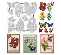 UNICRAFTALE 10pcs Butterfly Flower Bushes Cutting Die for Card Making Reusable Carbon Butterfly Plante Theme Embossing Stencils Template Die Cut for DIY Scrapbooking Album Craft Decor 19x18.5cm