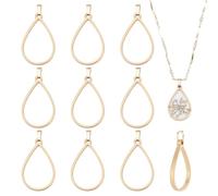 UNICRAFTALE 10Pcs Gold Teardrop Open Back Bezel Pendants Stainless Steel Ring Frame Pendants Geometric Blanks Charms Hollow Frame Pendant Cabochon Settings for DIY Necklace Bracelet Jewelry Making