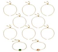 UNICRAFTALE 10Pcs Golden 304 Stainless Steel Paperclip Slider Bracelet Chain Adjustable Chain with Metal Stopper Beads 26cm for Jewelry Making DIY Crafts