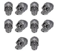 UNICRAFTALE 10Pcs Metal Skull Beads Skeleton Head Charms Tibetan Style Bead Loose Spacer Charm Beads Gunmetal European Bead for DIY Halloween Crafts Bracelet Necklace Hole 1.6mm