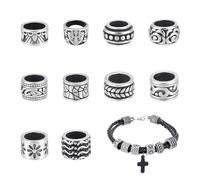 UNICRAFTALE 10Pcs Stainless Steel Antique Silver Column Beads Spacers 7~9mm Hole for DIY Knives Pendant Flashlight Bracelet Jewelry Making