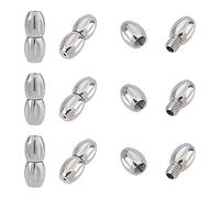 UNICRAFTALE 10sets Stainless Steel Oval Screw Clasps Column Screw Clasps Tube Leather Cord End Caps with Locking for Necklaces and Bracelets Jewelry Making 12x5mm, Fit 0.7mm Cord