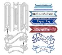 UNICRAFTALE 11Pcs Flag Tag Lable Cutting Dies Stencils DIY Craft Carbon Steel Embossing Template Banners Ribbon Bookmark Metal Die Cuts Metal Dies Scrapbooking Tool for Paper Card Making