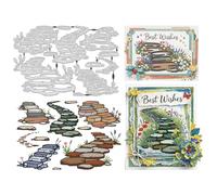 UNICRAFTALE 11Pcs Stone Metal Cutting Dies Country Lane Die Cut Stone Path 3D Embossing Stencils for Card Making DIY Scrapbooking Decor Paper Crafts 24x16cm