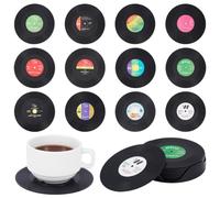 UNICRAFTALE 12 Pack Black Mini Vinyl Record Drink Coasters 105x2mm