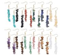 UNICRAFTALE 12 Pairs Stainless Steel Natural Stone Beaded Dangle Earrings Crystal Drop Hook Earring Lightweight Colorful Chakra Gemstone Earring for Women Jewelry Gifts