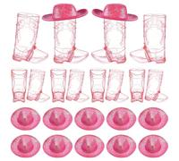 UNICRAFTALE 12 Sets Pink Cowboys Hats and Cowboys Boot Shot Glasses Decor Mini Plastic Western Cowboy Cups Reusable Cups for Wedding Decorations Western Cowboy Hen Theme Party Supplies