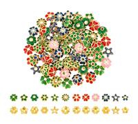 UNICRAFTALE 120 Pcs Alloy Enamel Flower Bead Caps 12 Styles Golden Floral Spacer Beads DIY Earring Bracelet Vintage Filigree Metal Bead End Spacers for Jewelry Making Accessories Hole 1-1.8mm