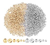 UNICRAFTALE 1200Pcs Mixed Color Round Stainless Steel Craft Beads for Jewelry Making, 2/3/4mm, 304 Stainless Steel, 0.8-1.6mm Hole