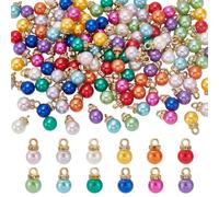 UNICRAFTALE 120Pcs 12 Colors Small Bell Charms Mini Balls Ornaments Christmas Imitation Pearl Pendants Miniature Xmas Tree Hanging Decorations for Holiday Party DIY Craft Decor Supplies