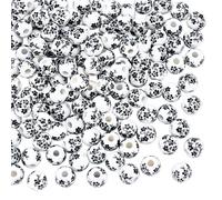 UNICRAFTALE 120Pcs Black Ceramic Beads 8mm Round Porcelain Beads Flower Printed Loose Bead Handmade Spacer Bead Craft Beading Kit for DIY Bracelets Necklace Jewelry Making Supplies
