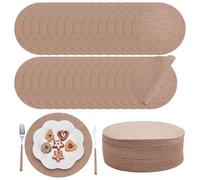 UNICRAFTALE 120Pcs Burlap Placemats 30cm Round Reusable Brown Table Mats Burlywood Bulk Farmhouse Placemats Heat Resistant Tables Mats Circle Jute Charger Place Mats for Christmas Table Decorations