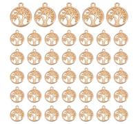 UNICRAFTALE 120Pcs Tree of Life Charms Tibetan Style Charms Round Pendants with Loop Metal Bracelets Charm Hollow Charm for Earring Necklace Jewelry Making, Alloy Steel, No Gemstone