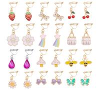 UNICRAFTALE 12Pair Colorful 304 Stainless Steel Clip-on Earring Non-Pierced Earrings Summer Theme Ears Flower Butterfly Clip-on Earring Enamel Dangle Earrings for Women Gifts