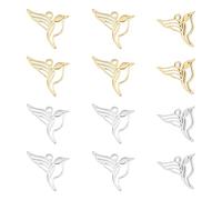 UNICRAFTALE 12pc 2-Color Hummingbird Charms - 304 Stainless Steel Mini Animal Pendants for Jewelry Making