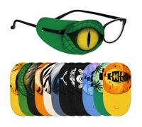 UNICRAFTALE 12Pcs 12 Styles Adjustable Spooky Eye Patch Reusable Animal Eye Patch Polyester Single Eyes Patches Cotton Liner Light Blocking for Glasses Left or Right Mixed Patterns 10x5cm