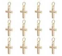 UNICRAFTALE 12Pcs 18K Gold Plated Cross Charms Cross Pendants with Rhinestone Earring Charms Metal Cubic Zirconia Charm Dangle Jewelry Charm for DIY Bracelet Necklace Earrings Making