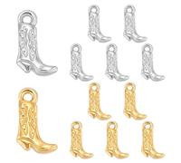 UNICRAFTALE 12Pcs 2 Colors Cowboy Boot Charms 304 Stainless Steel Double-Sided Western Boot Charms 21mm Western Charm Bulk for DIY Necklace Bracelet Earring Keychains Jewelry Making Hole 2.2mm